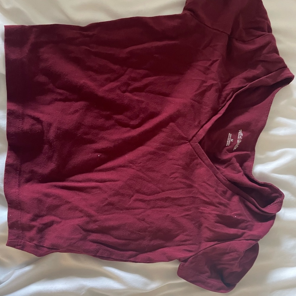 Cropped maroon V-neck top